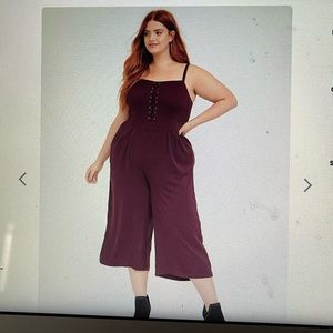 TORRID CHALLIS LACE-UP CULOTTES JUMPSUIT
